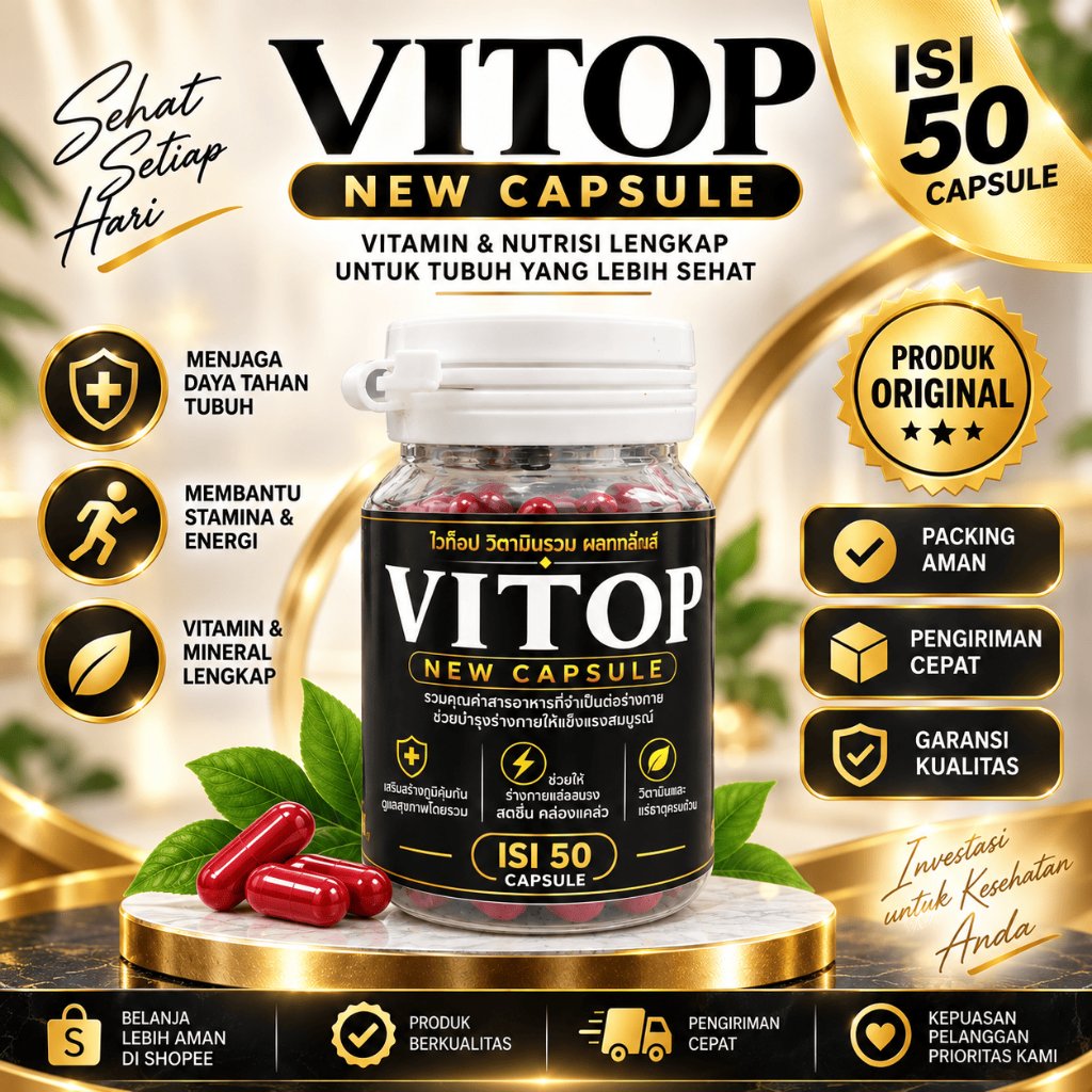 VITOP ISI 50 MULTIVITAMIN PENAMBAH STAMINA VITOP NEW CAPSULES ORIGINAL THAILAND DOPING ENERGI VITOP 