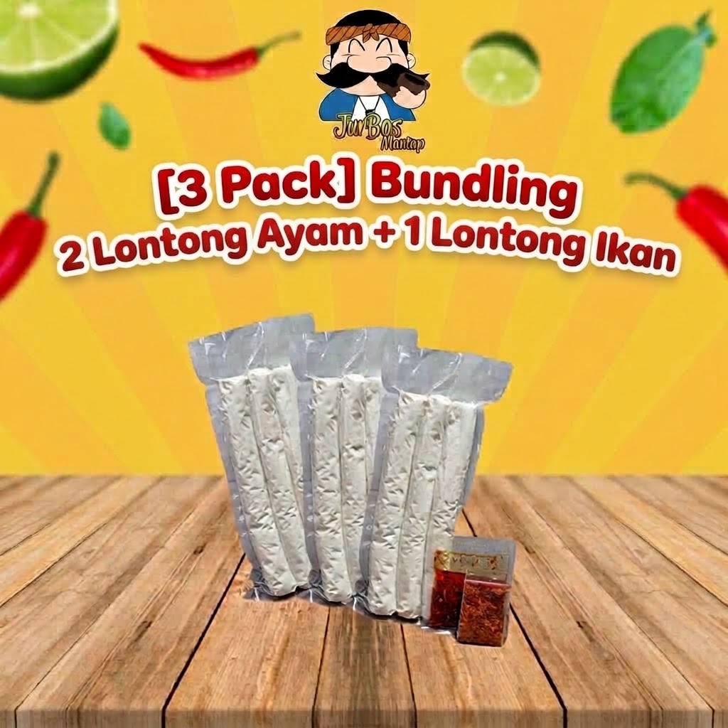 [3 PACK]  2 Lontong Ayam + 1 Lontong Ikan by Juragan Basreng
