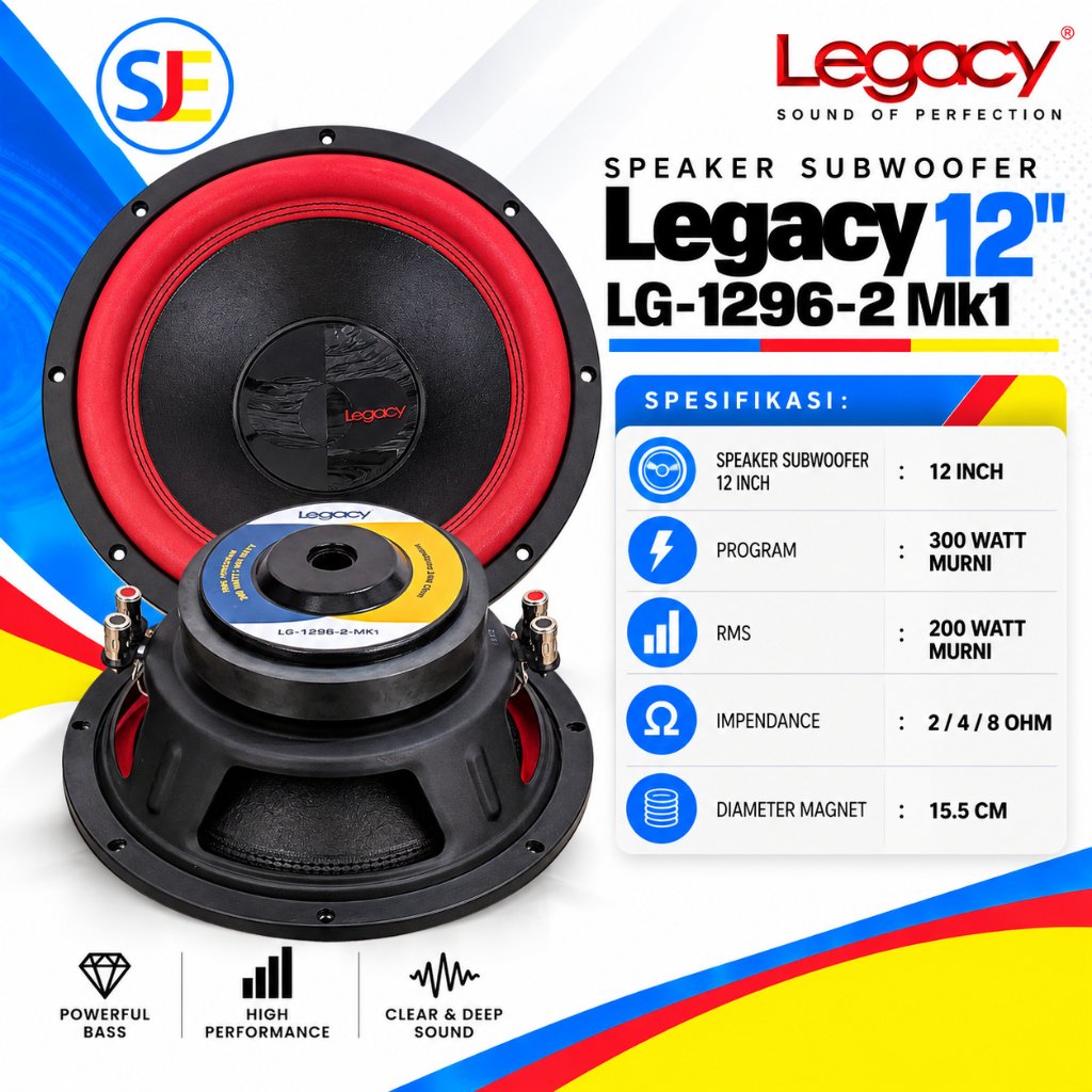 Speaker Subwoofer Legacy 12" LG-1296-2 Mk1 / Speaker Mobil Legacy 12 inch LG-1296-2 Mk1