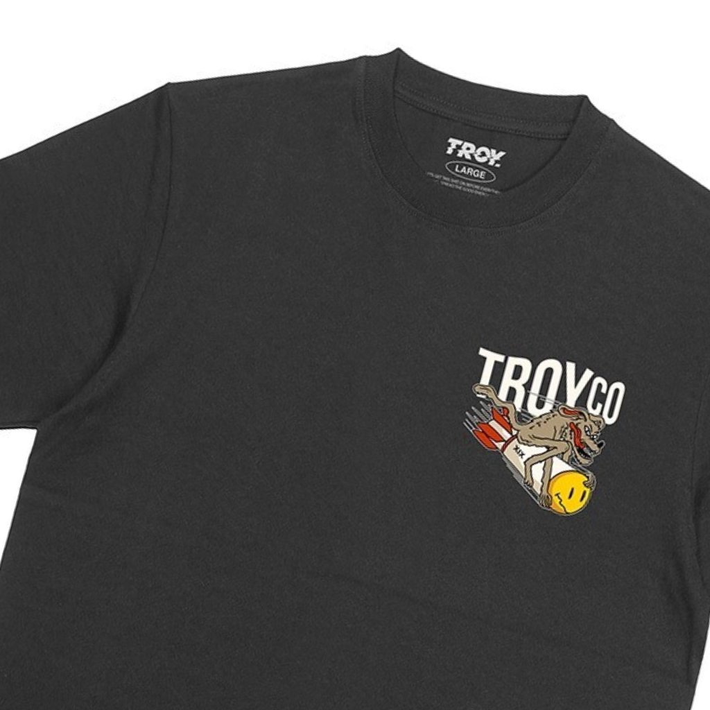 Troy Company T-Shirt Black Mad Dog with Smilling Missile - Kaos Pria Lengan Pendek Hitam MTD 2339