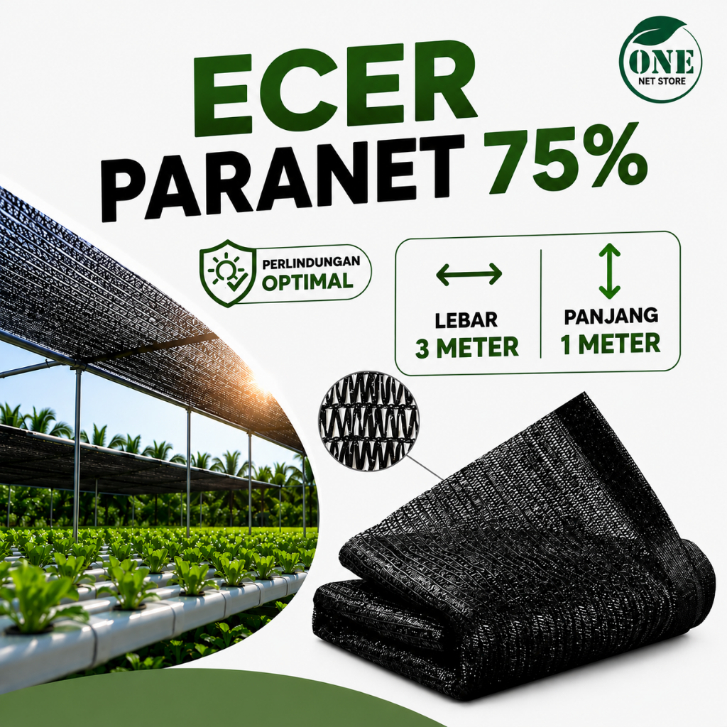 JARING PARANET 75 % / SHADING NET | ANTI UV | BAHAN HDPE | GRADE A ( 1M X 3M )