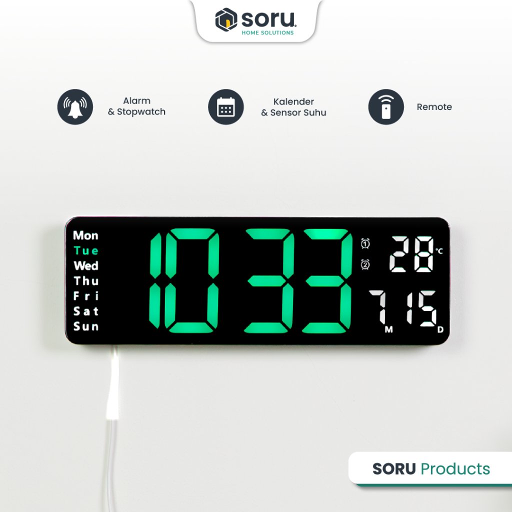 SORU - Jam Dinding Digital Smart Alarm LED - Digital Clock Modern Minimalis