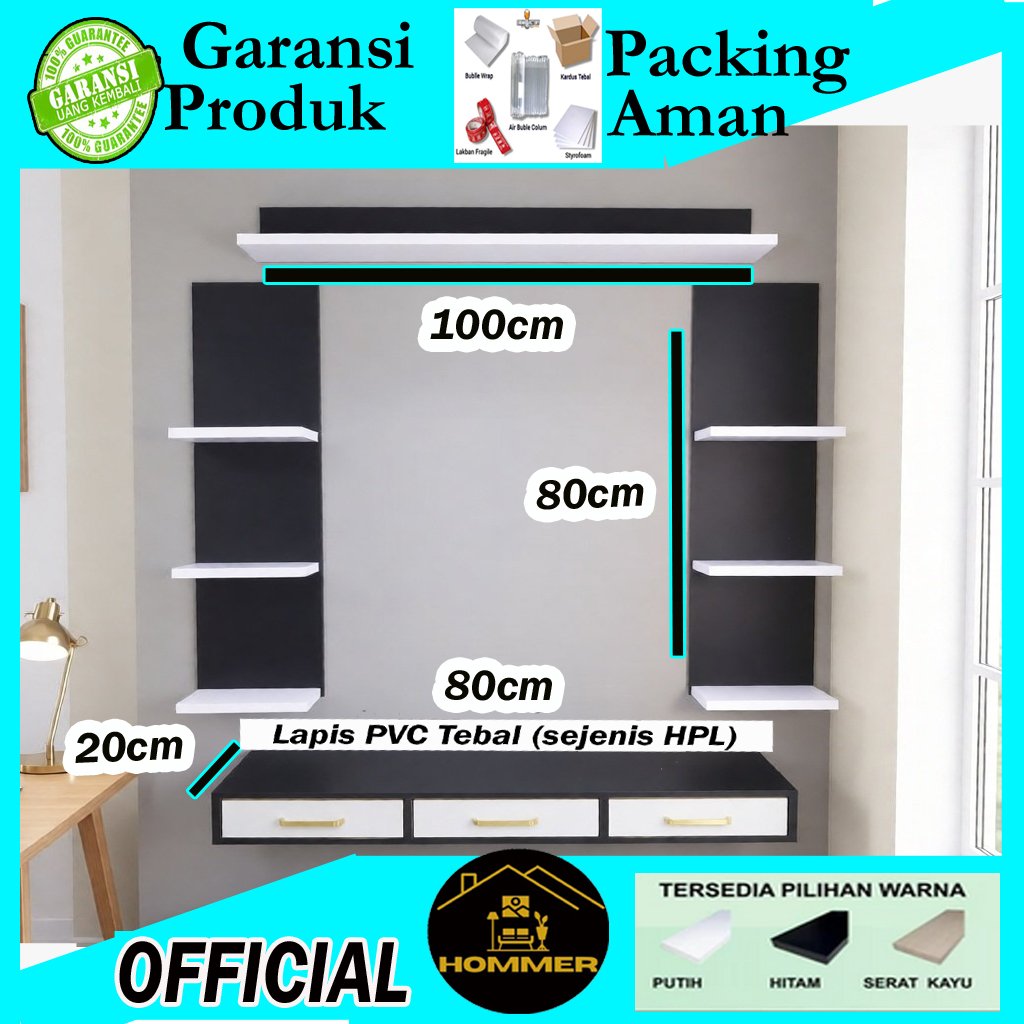 hommer Rak Dinding SETT TV  RAK TV GANTUNG Buffet Tv Meja Tv serbaguna