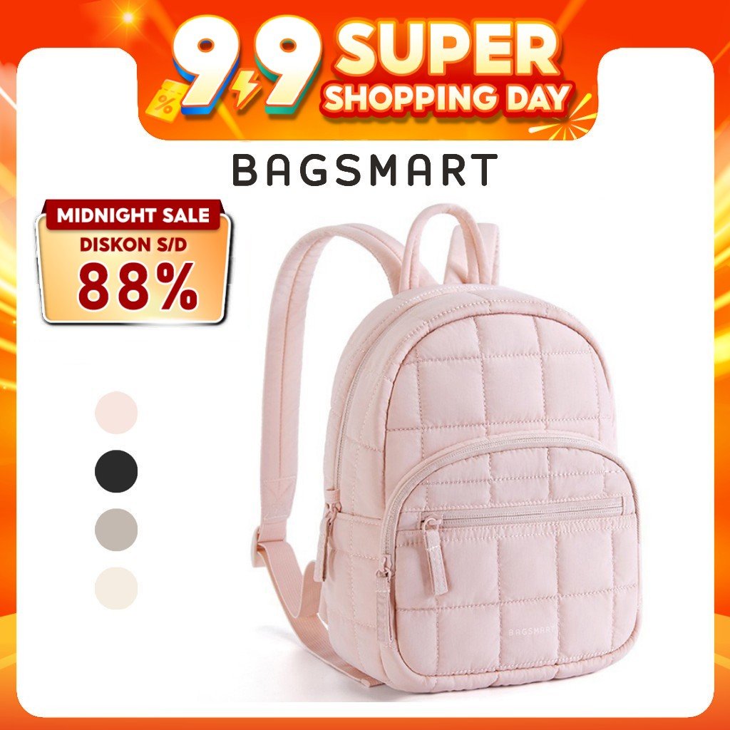 BAGSMART Mini Backpack Laptop 9.7Inch for Women Travel Backpack Kuliah Travel Ransel Quilted Water