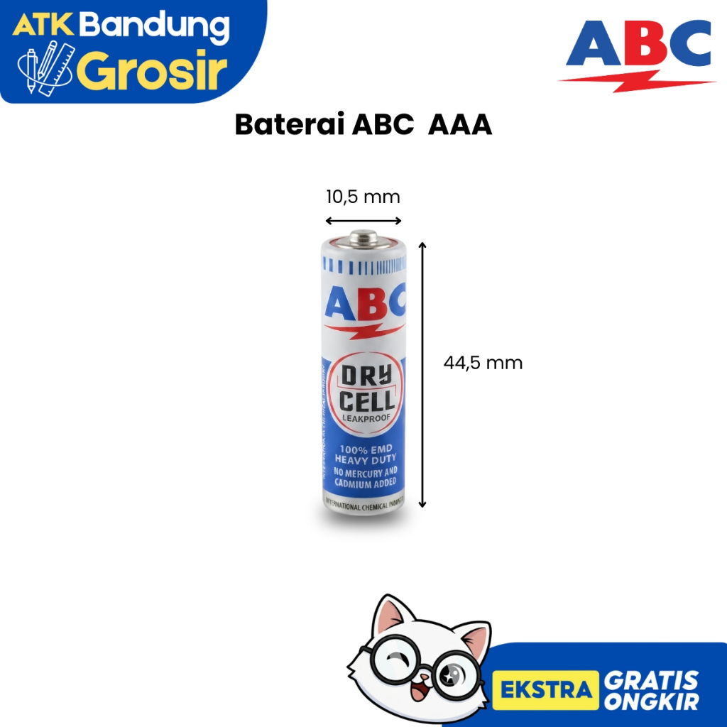 Baterai ABC Biru AAA R3 Batu Batre Size Kecil Batrei ABC Biru 1.5 V 1 Pcs - SATUAN - SHABG