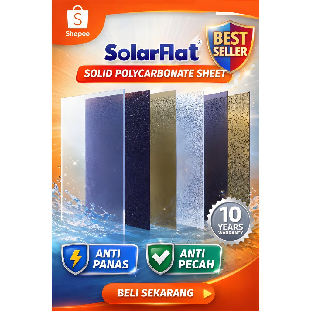 Atap Polycarbonate Solartuff Solid SOLARFLAT - 3 mm