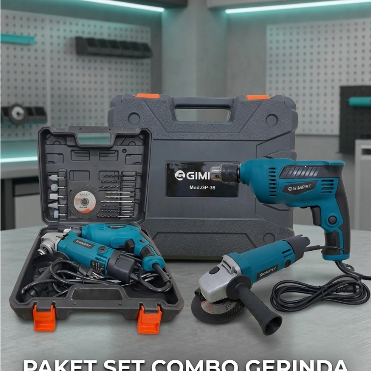 PAKET BOR GERINDA GIMPET FREE KOPER GERINDA DAN BOR - PAKET PERTUKANGAN GP36 POWER TOOLS - MESIN BOR