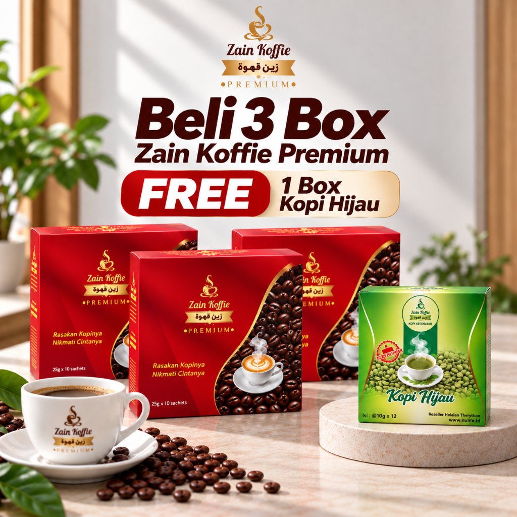 3 BOX ZAIN KOFFIE FREE 1 BOX KOPI HIJAU - Penunjang Performa Pria dan Wanita