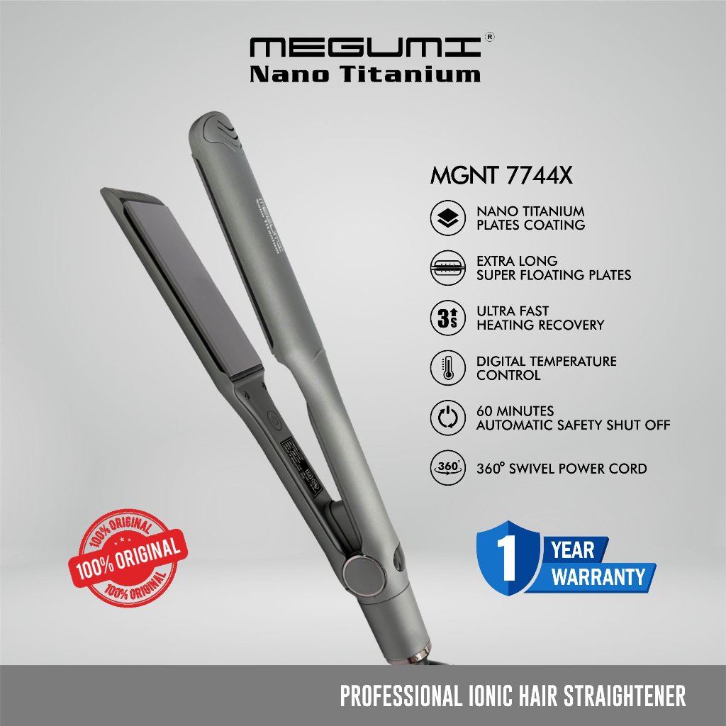 (Live) MEGUMI MGNT-7744X Nano Titanium – Expert Series Catok Smoothing Rebonding – Professional Ioni