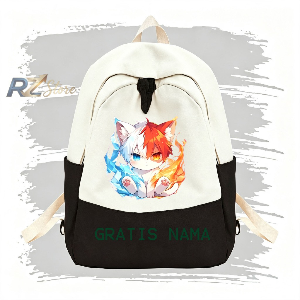 Tas Ransel Anak Sekolah TK SD Laki-Laki & Perempuan Karakter Cat Todoroki Gratis Nama