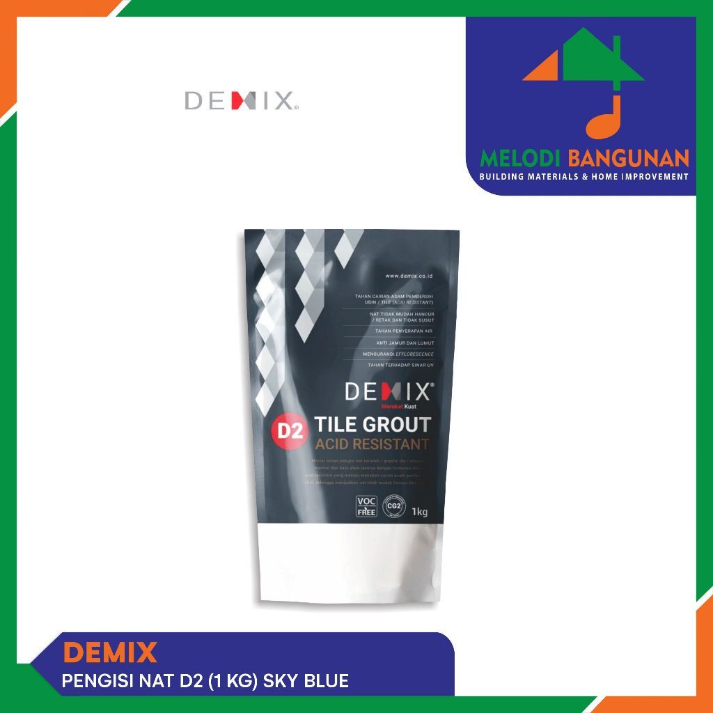 Demix - Semen Pengisi + Mortar Nat Keramik Granite D2 Acid Resistant 1kg Sky Blue