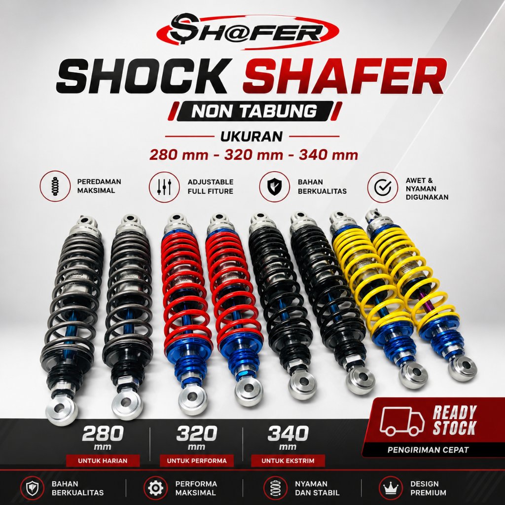 SHOCK DEPAN BEBEK MATIC  ORIGINAL SHAFER KLIK FUNGSI NON TABUNG UKURAN 340 320 280MM NMAX PCX AEROX 