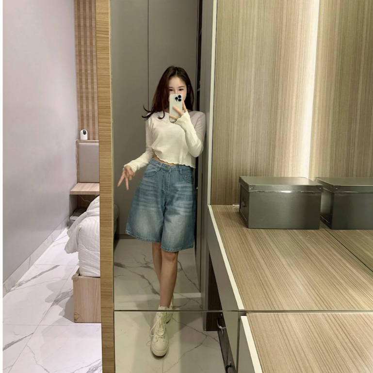Ndudshop – Midi denim pants (Kode: 5804) – Bawahan Wanita – Celana Pendek Wanita – Celana Pendek Den