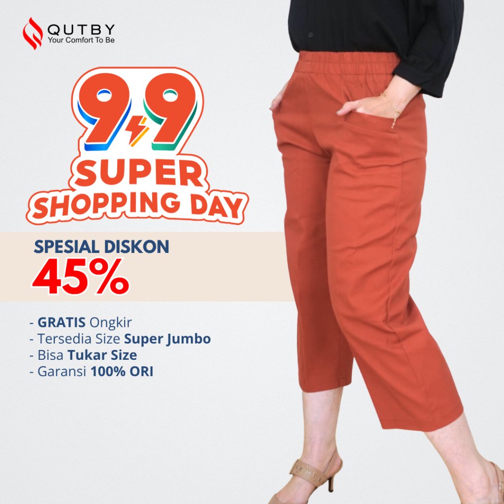 QUTBY - Celana Wanita Korean Crop Pants Jumbo Bahan Katun