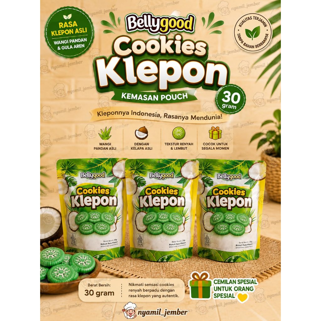 (5 pcs) BELLYGOOD COOKIES KLEPON Snack biskuit klepon pouch