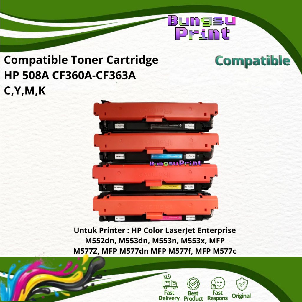 Compatible Toner Cartridge HP508A CF360A CF361A CF362A CF363A untuk printer HP Color LaserJet M552 M