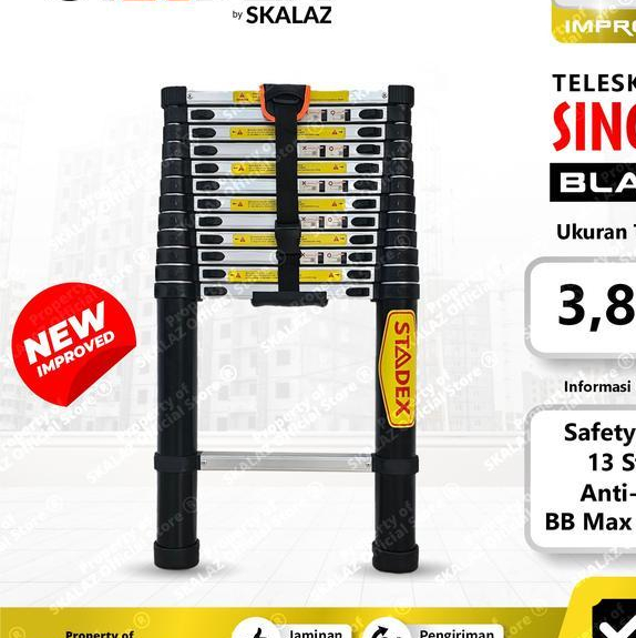Tangga Teleskopik Single 3,8 mtr Merk STADEX by Skalaz