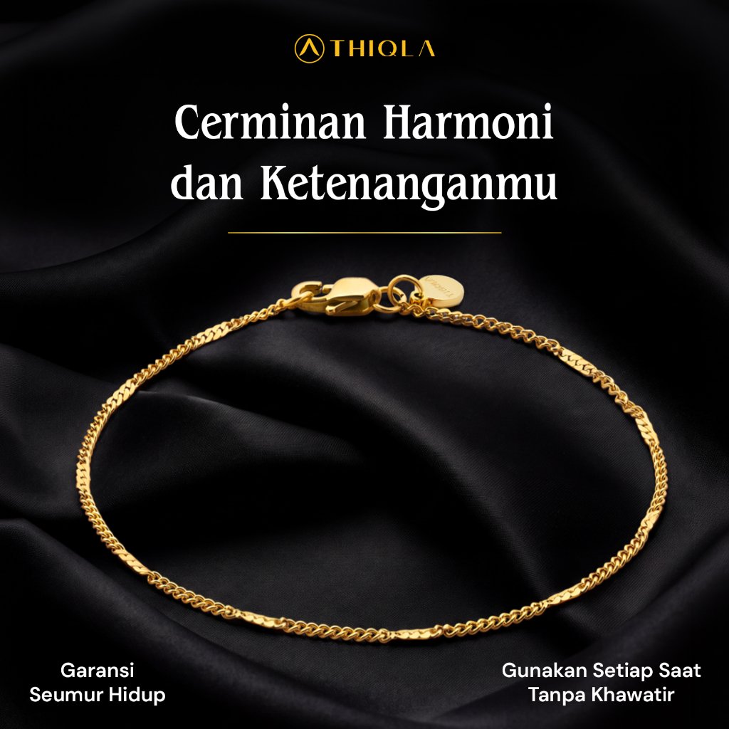THIQLA - Gelang Tangan Wanita ALANA - Gelang Kecil Tipis Mirip Gelang Emas Asli - Gelang Cewek Estet