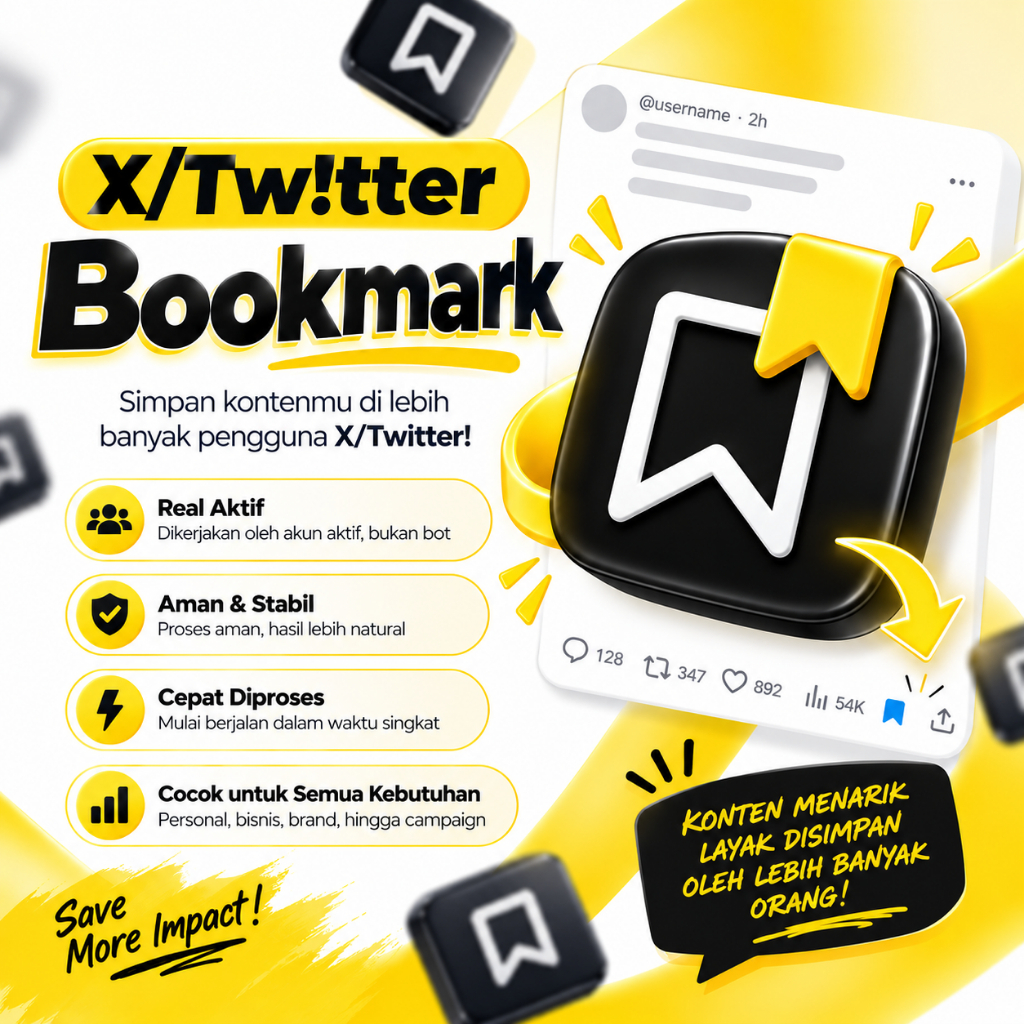 Jasa Tambah Bookmark Twitter / X - 100% Akun Real Aktif Human Talent Organik