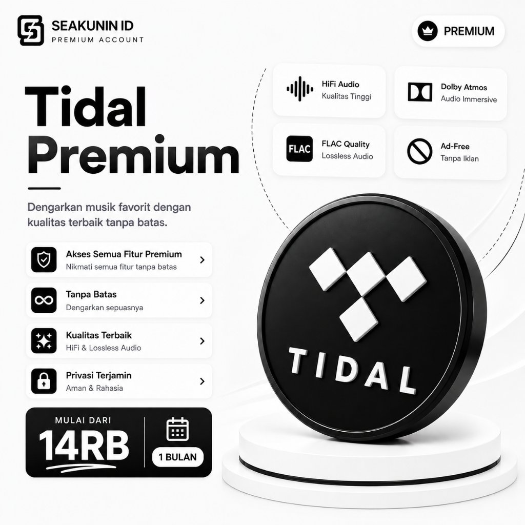 Tidal HiFi Plus Master 1 Bulan Private Bergaransi
