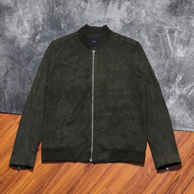 Plac Bomber Jacket Dark Olive Green Vintage Full Zip Blouson Jacket