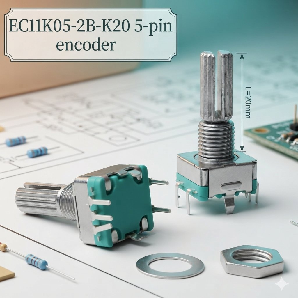 Rotary Encoder EC11 5 Pin 20mm + Push Button Switch / Potensio Digital Welding  Mesin Las (8329)