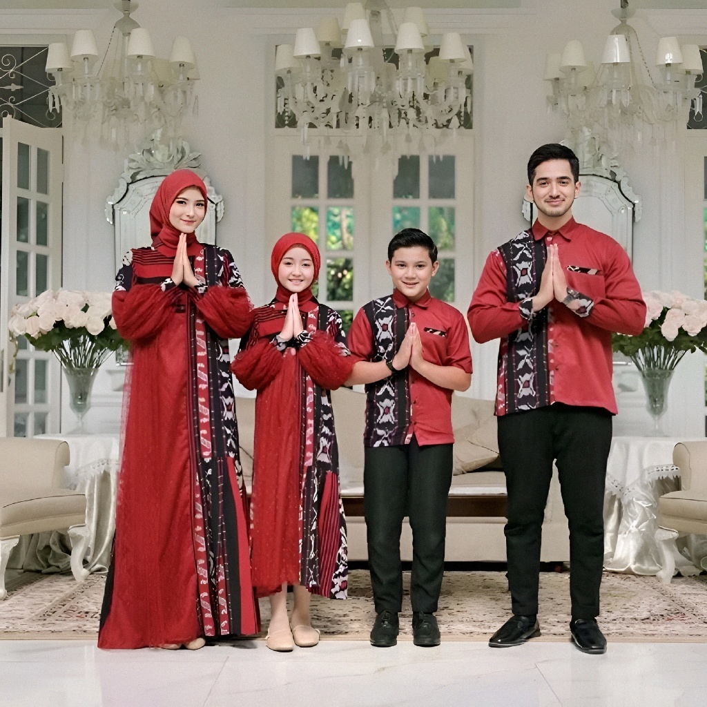 Baju Raya Sarimbit Lebaran Keluarga Baju Batik Tenun Kemeja Pria Gamis Dress Wanita Dewasa dan Anak 