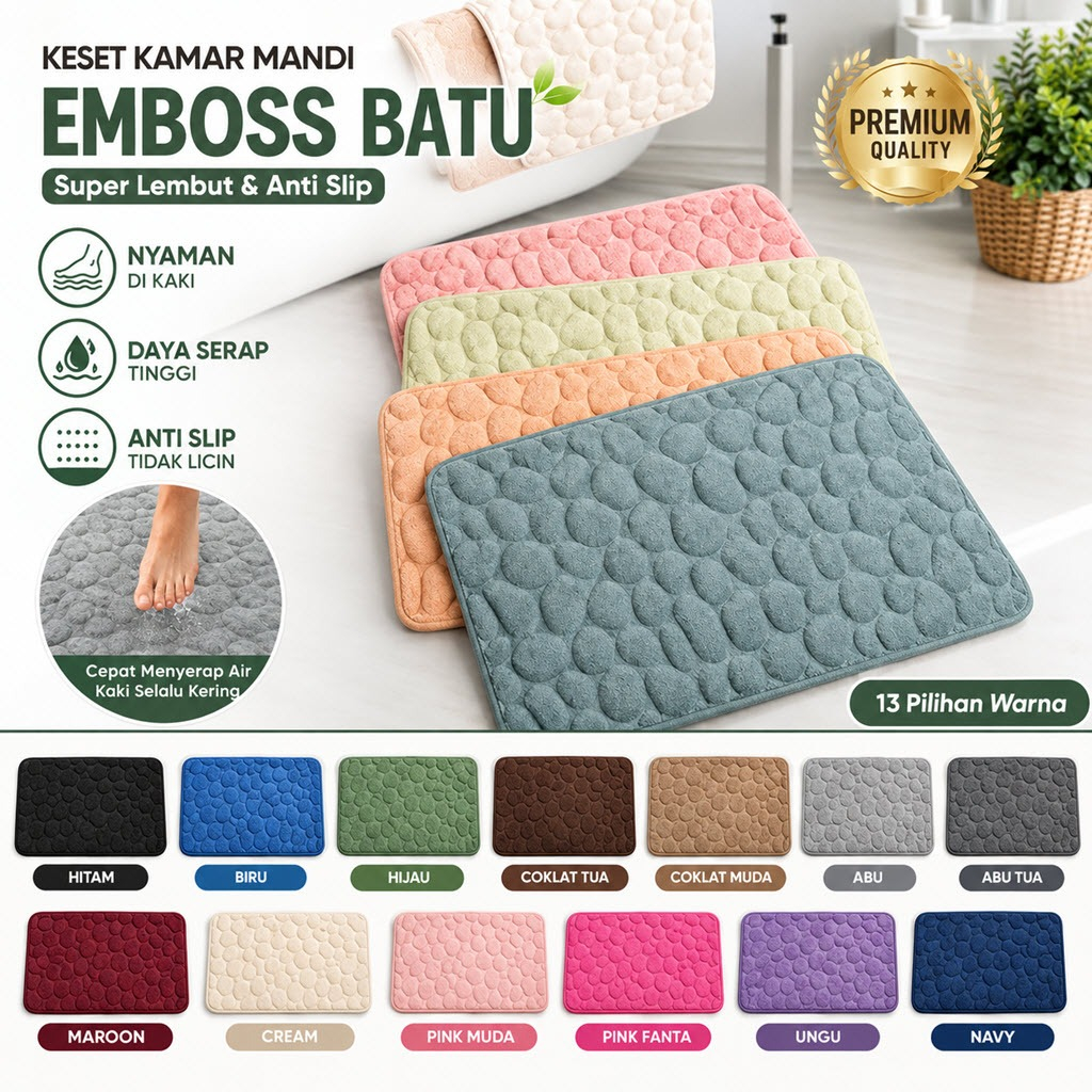 TOKOJUJUR Keset Kaki Anti Slip Bahan Memory Foam Keset Kamar Mandi Serap Air Menyerap Karpet Kesed P