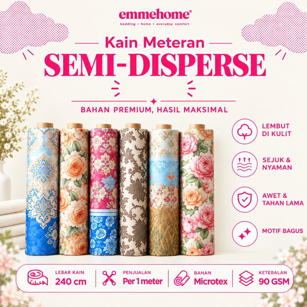 KAIN KATUN SEMI DISPERSE MICROTEX / KAIN SPREI SEMI DISPERSE PER METER