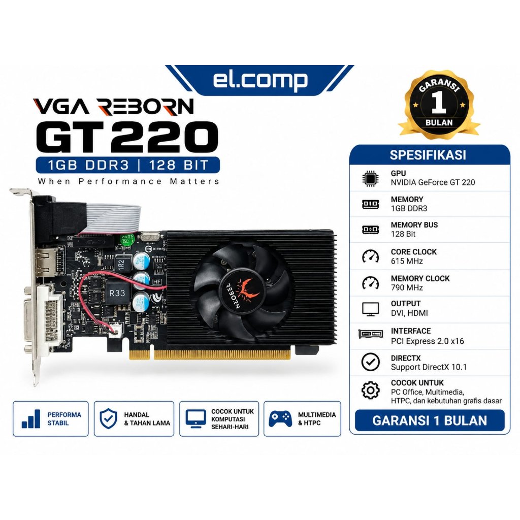 VGA REBORN GT220 1GB DDR3 128 BIT