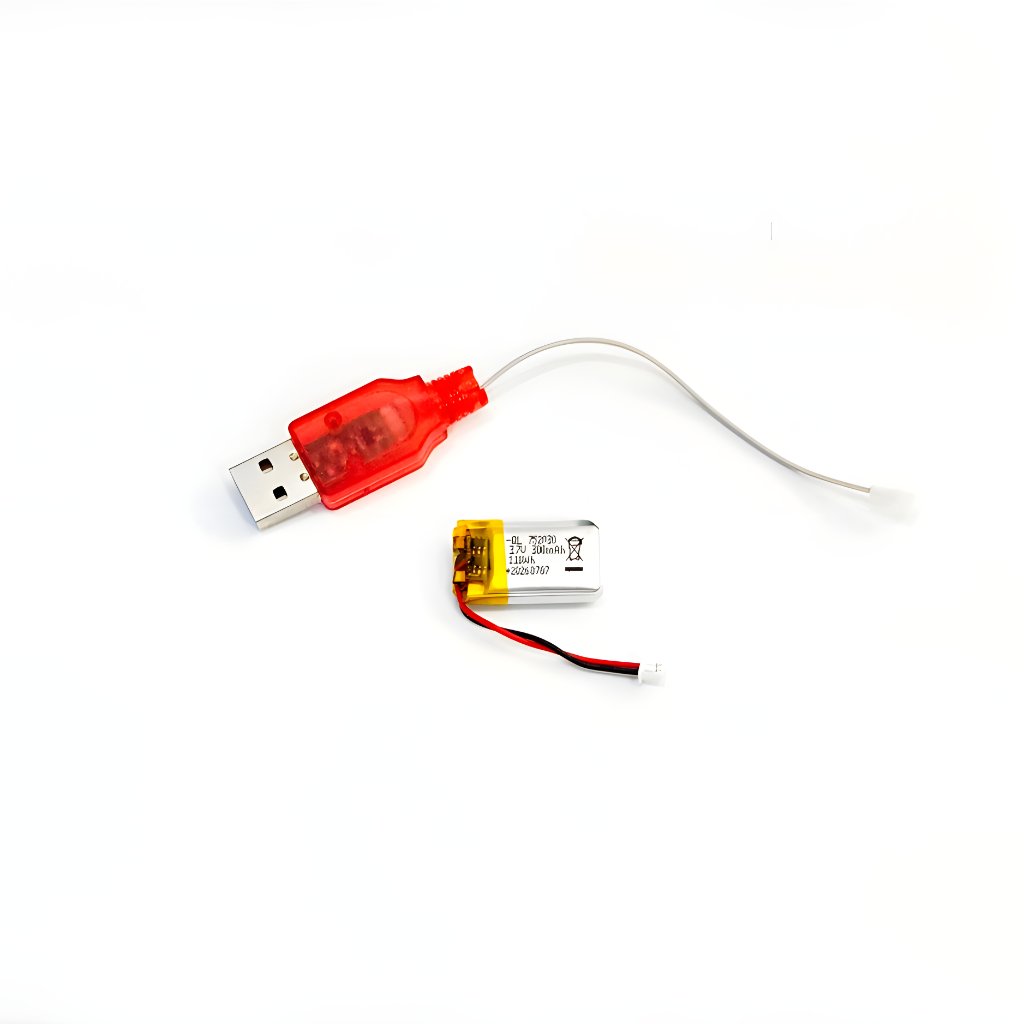 baterai lipo 3.7V 300mAH soket PH1.25 752030 mini drift 1:43 4DRC H6 - USB charger lipo 3.7V PH1.25