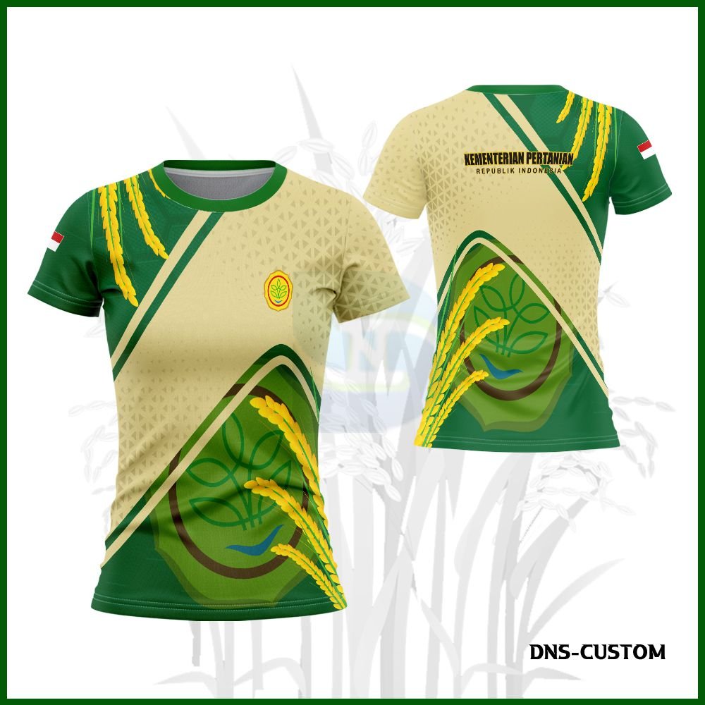 Kaos Kementan Jersey Kementerian Pertanian Republik Indonesia Lengan Pendek Motif Padi Dry Fit