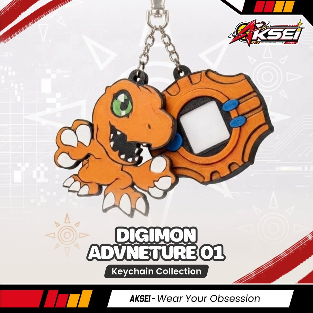 Gantungan Kunci Digimon Adventure 01 Agumon Takeru Digivice Keychain Custom Aksei Aksesoris Tas Moto