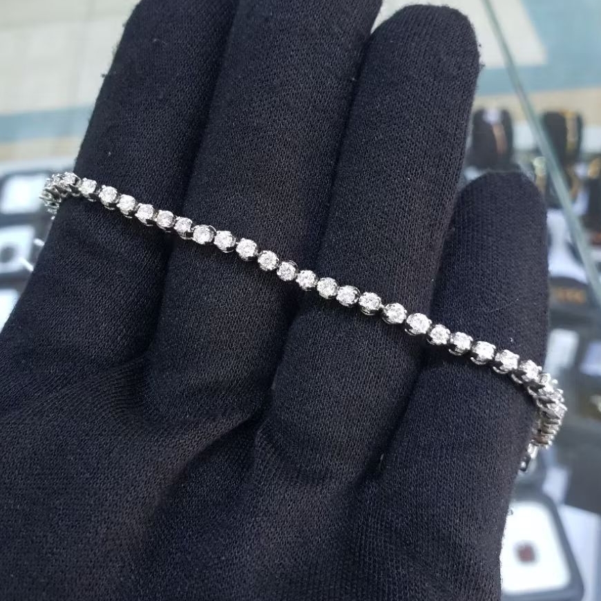 Gelang Emas Putih 7,30 Gram Full Berlian Asli 1,70 Carat Natural Diamond