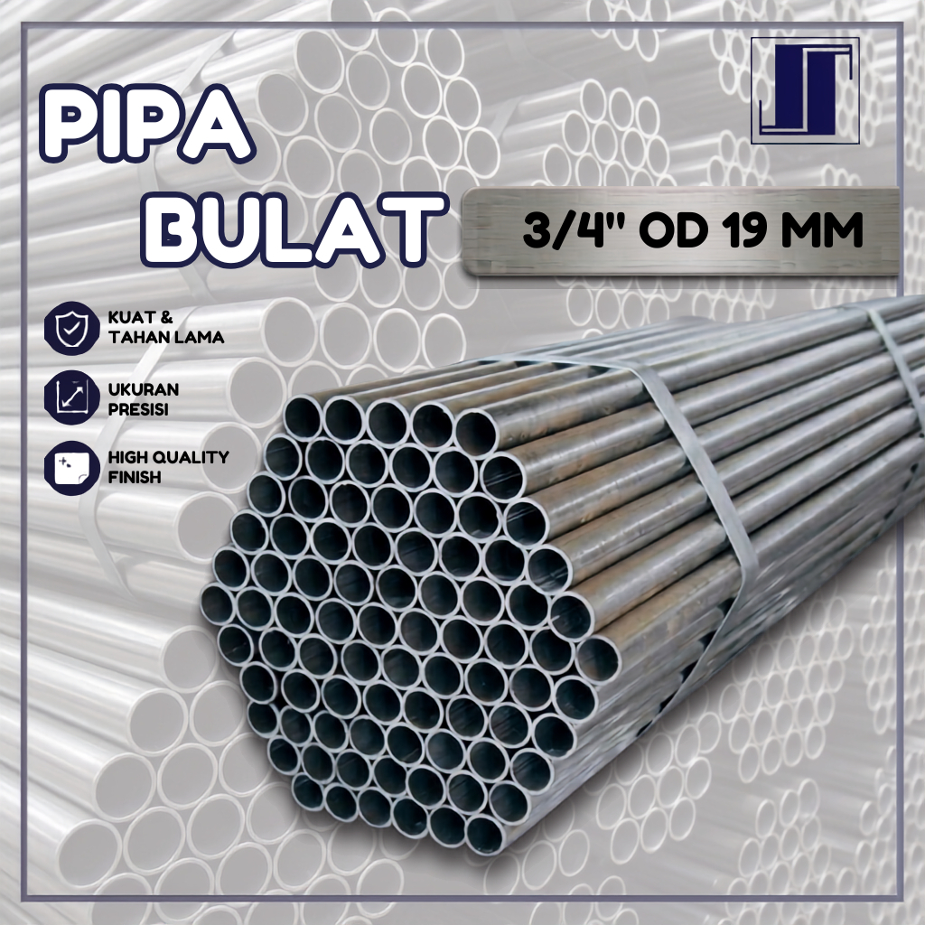 Pipa Besi Bulat Staalbuis 3/4 inch OD 19mm (Panjang 6 Meter / BISA POTONG KUSTOM)