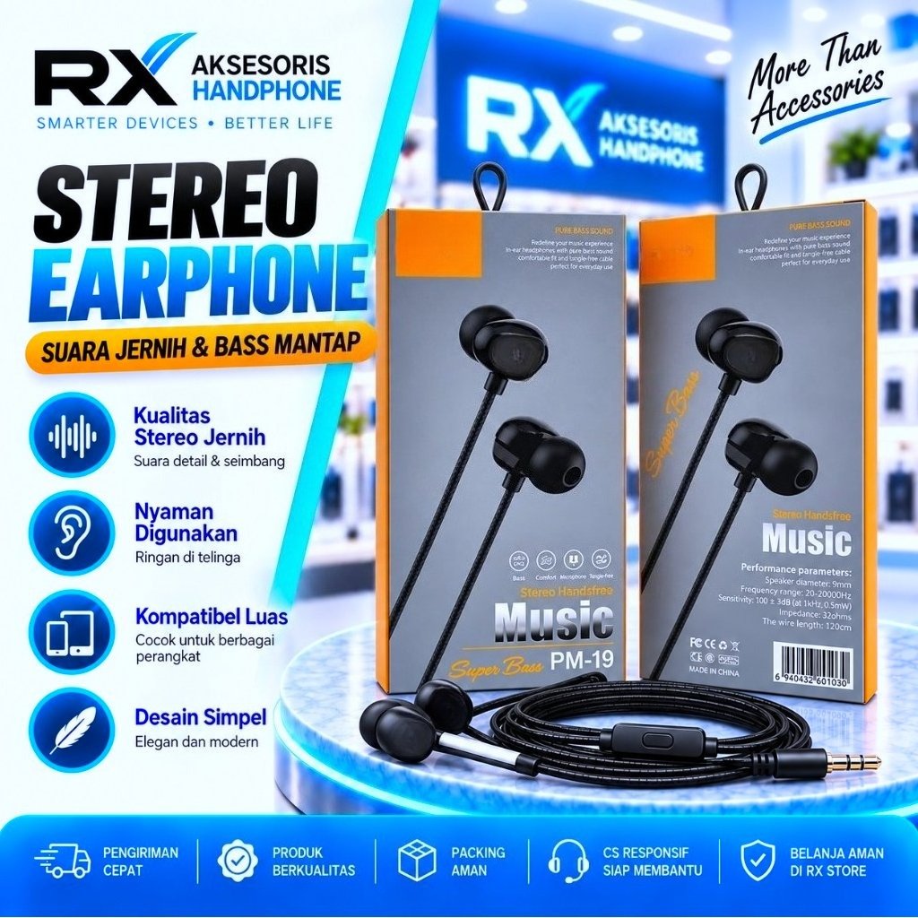[NON MIKA] Handsfree Headset J PM-19 Handset Handsfree JB PM-19 Stereo Earphone J PM-19