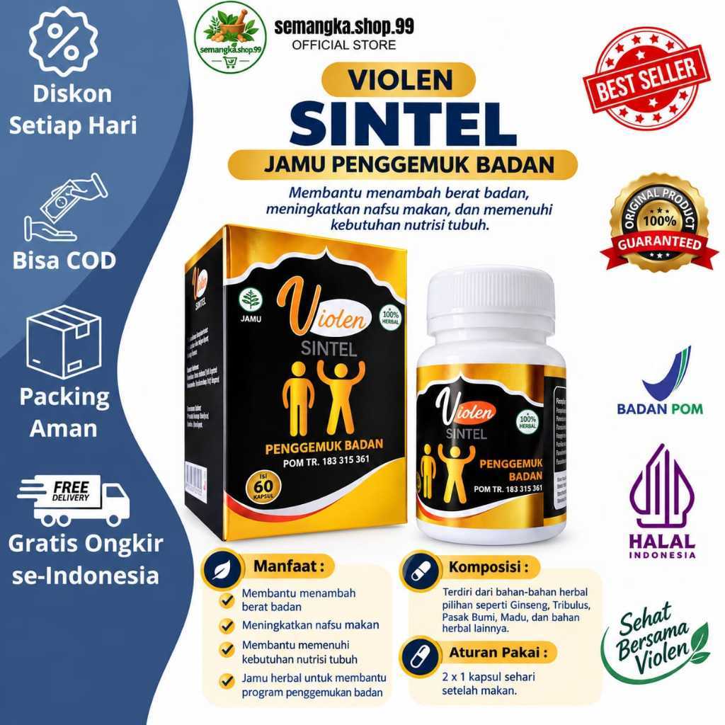 [COD] VIOLEN SUPLEMEN HERBAL MAMPU MENAMBAH BARAT BADAN SECARA PERLAHAN 30 KAPSUL-ORIGINAL