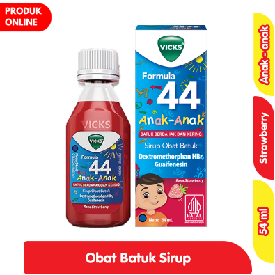Sirup Obat Batuk Anak - Anak Vicks Formula 44 - Meredakan Batuk Berdahak & Kering