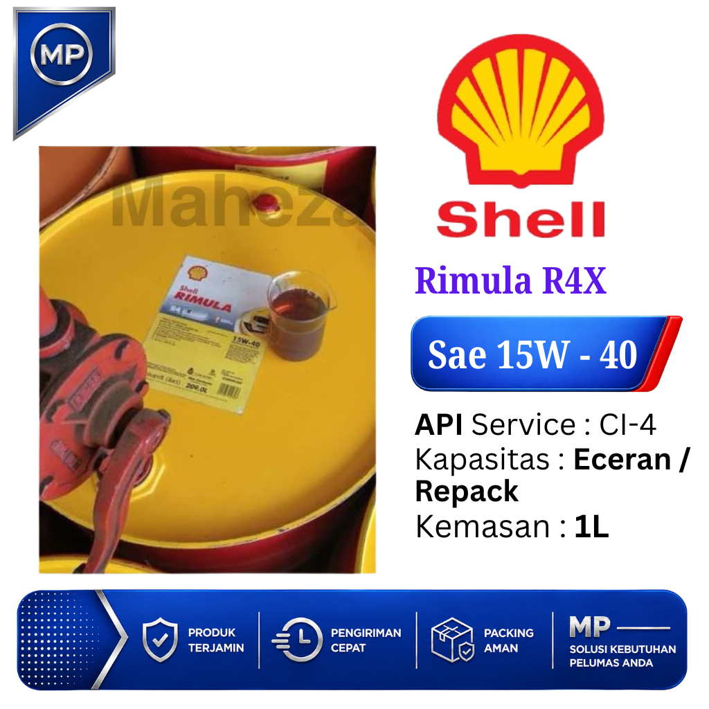 Oli Mesin Diesel Rimula R4X 15W-40 Repack/Eceran Untuk Mobil Diesel Truk Diesel Alat berat Shell Rim