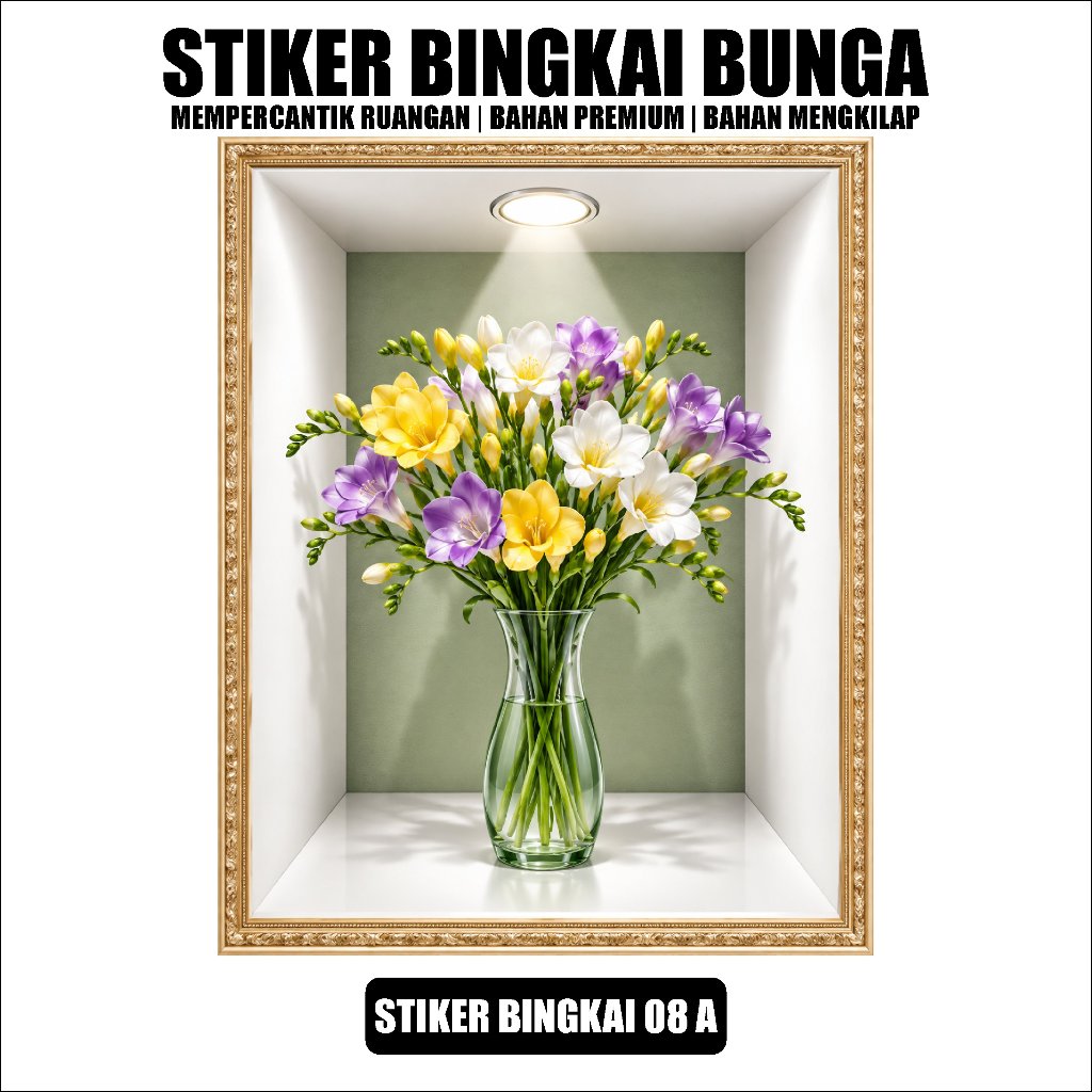 STIKER BINGKAI BUNGA 3D // STIKER BINGKAI DINDING MOTIF BUNGA KAMELIA ESTETIK