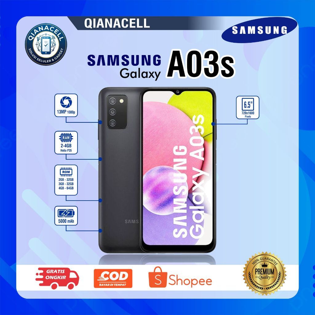 SAMSUNG GALAXY A03S HP Second siap pakai RAM 3/32GB RAM 4/64GB