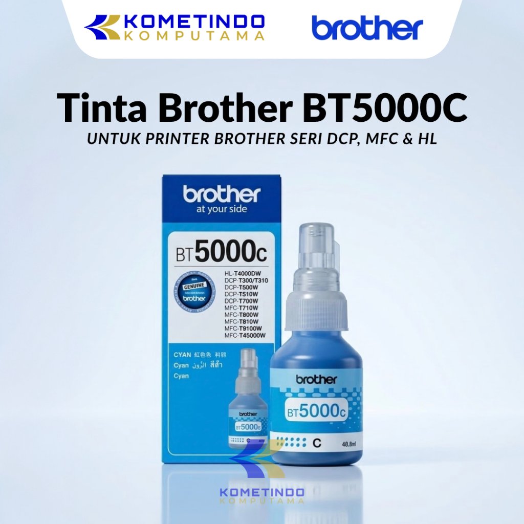 CYAN Brother BT5000C 48.8ml Tinta Printer - BIRU 100% ORIGINAL BT 5000C FOR T300 T500W T700W T800W T