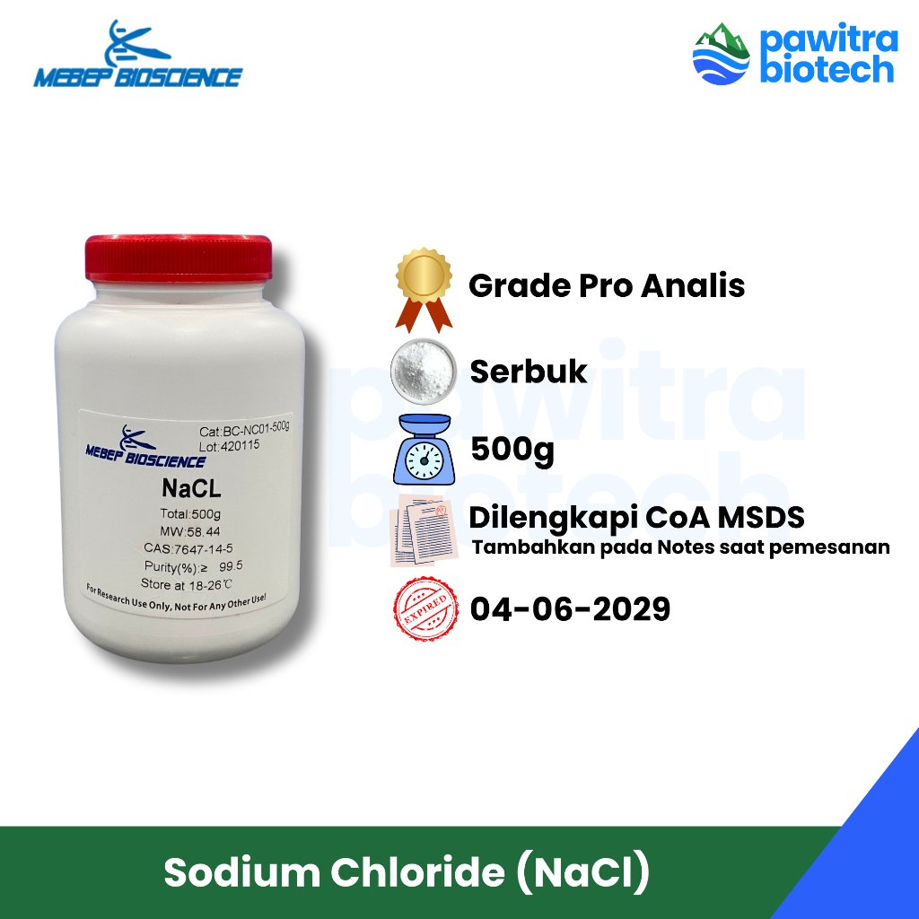 NaCl Mebep Bioscience Kemasan Fullpack 500g