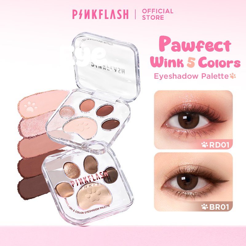 [NEW]PINKFLASH  Pawfect Wink 5-colors Eyeshadow Palette High Pigmented Blendable Smooth Delicate Pow