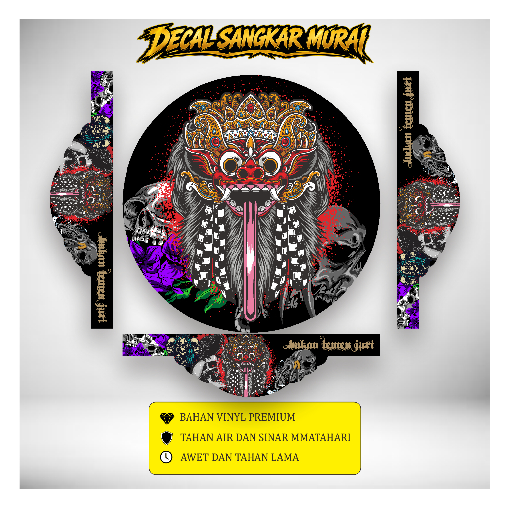 Stiker Decal Sangkar Burung Murai Motif Barong Bali Custom Waterproof