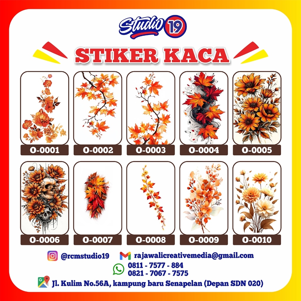Stiker Kaca Motif Bunga Custom Ukuran | Sticker Kaca Jendela Pintu Dekorasi Floral