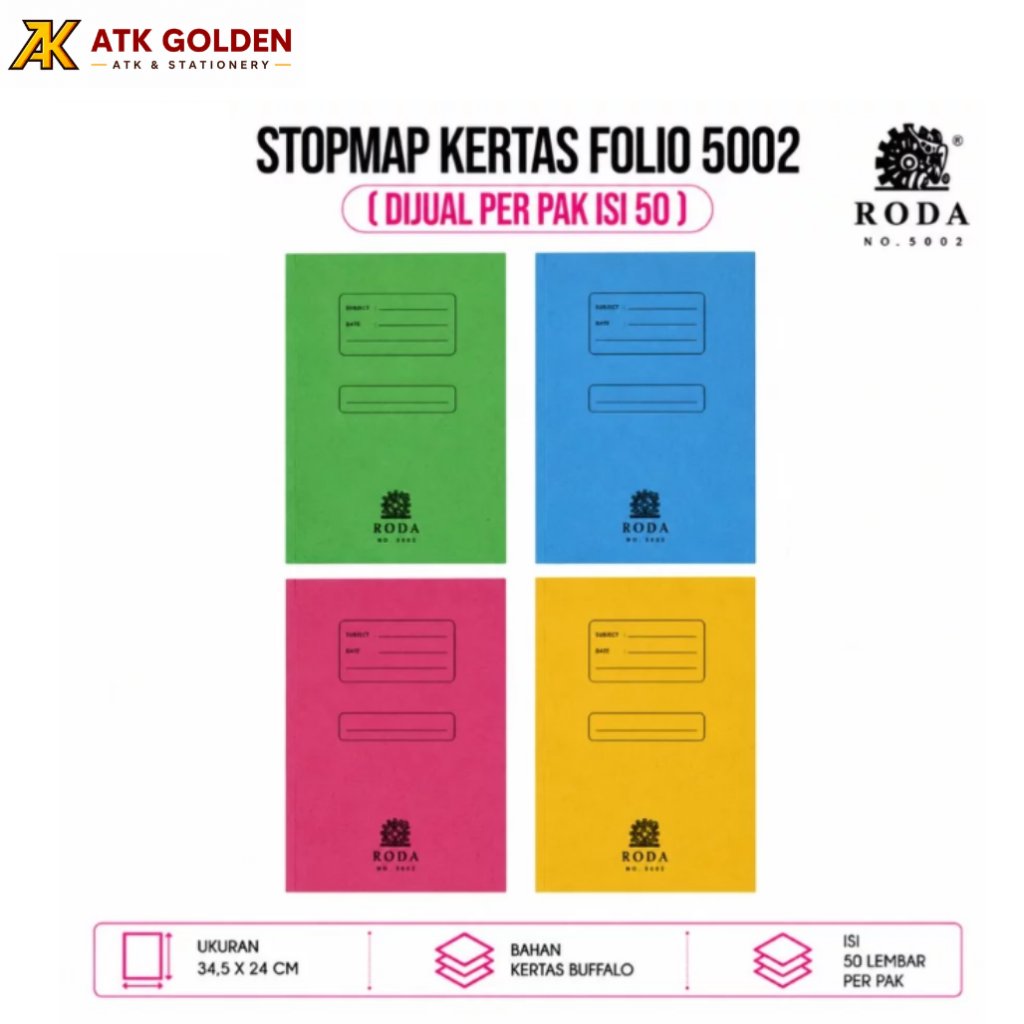Stopmap Kertas 5002 Folio Roda Biru Hijau Kuning Merah