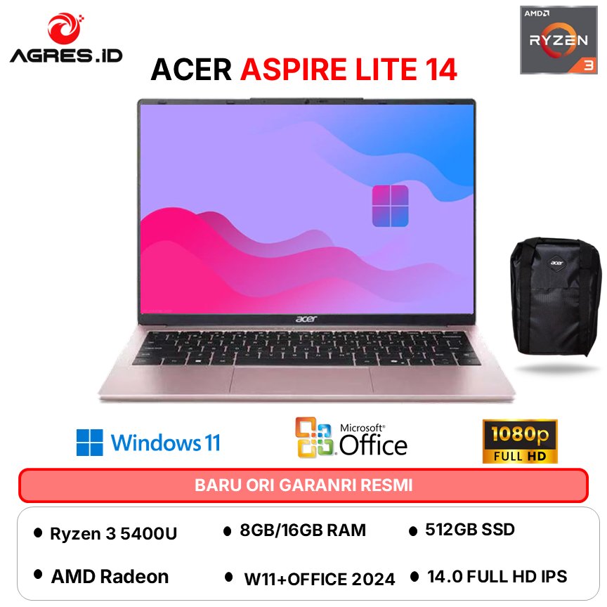 ACER ASPIRE LITE 14 AL14-45P-R8JN - AMD RYZEN 3 5400 - RAM 16GB 512GB W11+OHS+M365B 14" WUXGA IPS