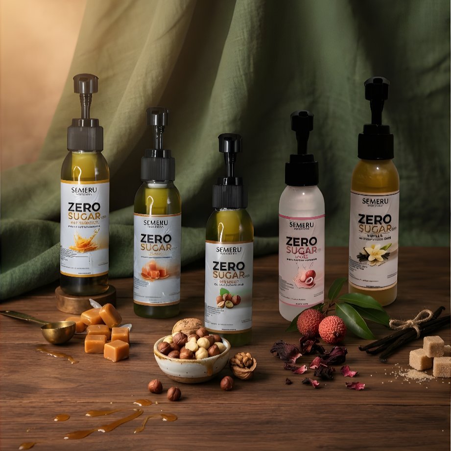 Semeru Sirup - Zero Sugar Liquid 100ml - Sirup Minuman Rasa Butterscotch, Hazelnut, Lychee, Vanilla,