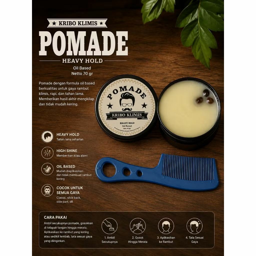 Pomade oil based variant heavy hold 30 gr pomade kopi